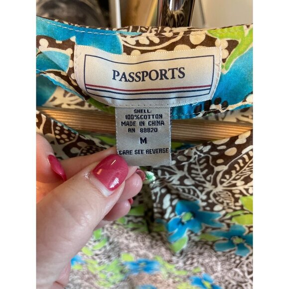 Passports Tropical Colorful Sheath Tunic Swim Coverup Parrot Pin Closure Sz M - Picture 5 of 8